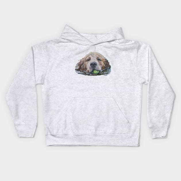 Golden Retriever Fine Art Painting Kids Hoodie by LASHEPARD